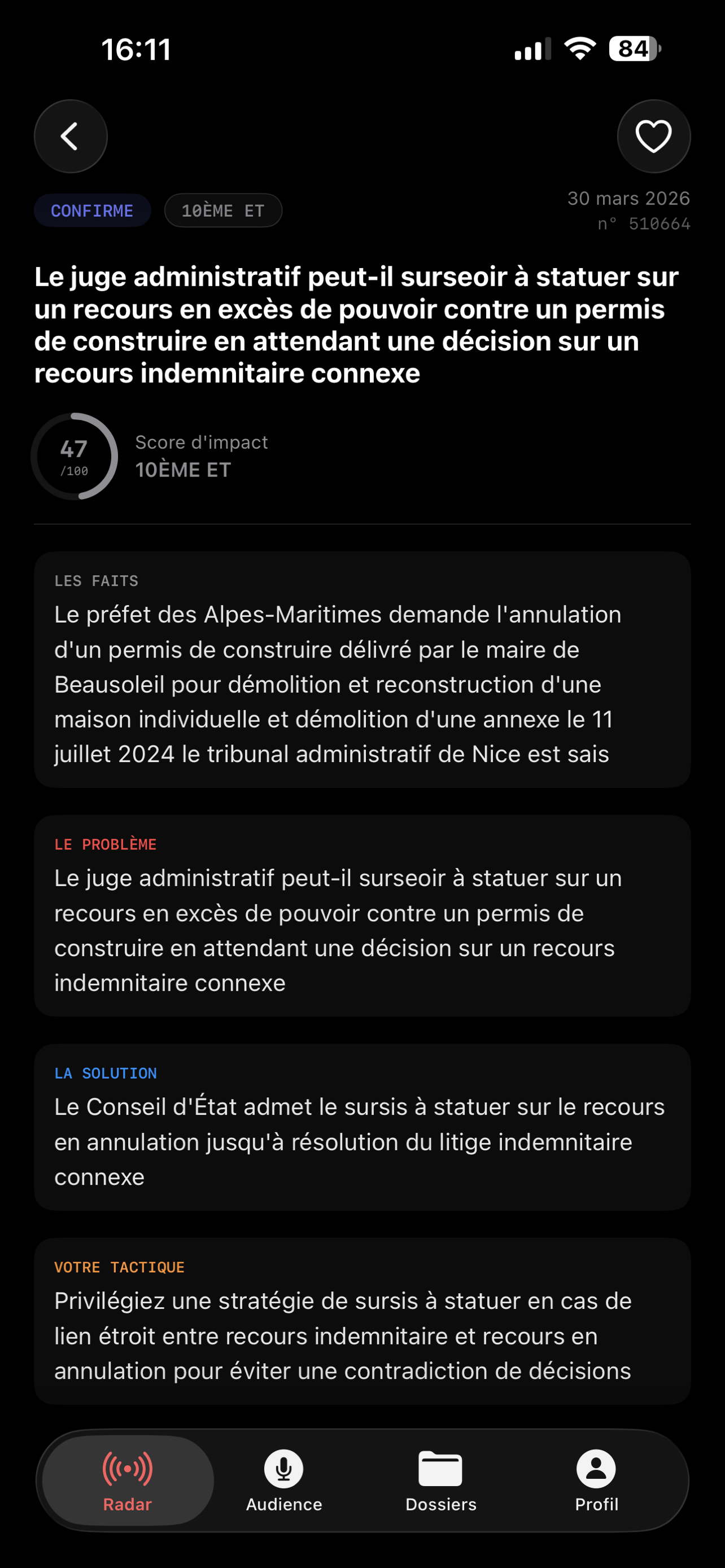 Recherche intelligente JurisRadar